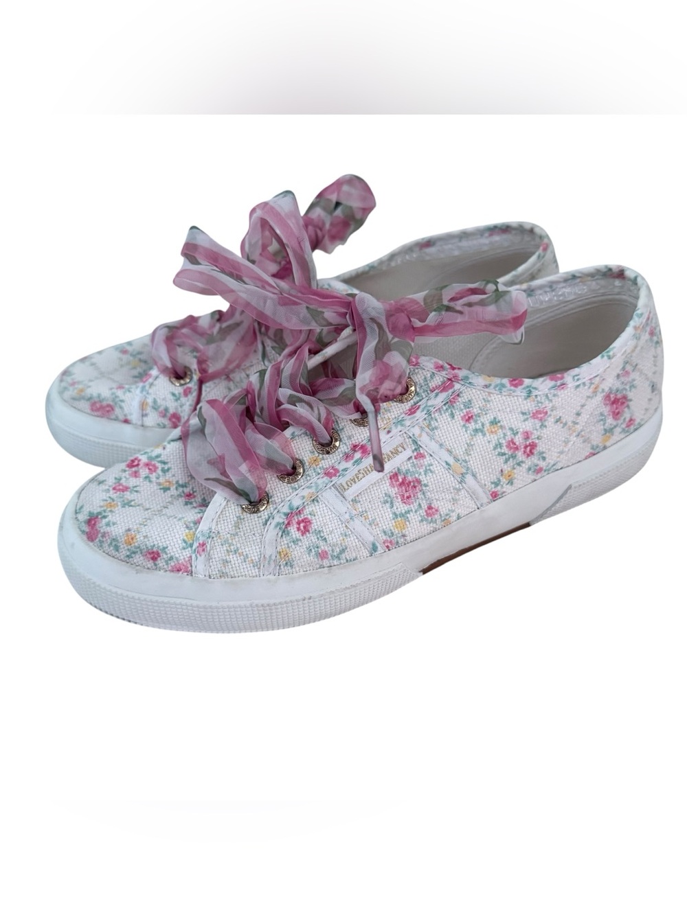 Superga x LoveShackFancy Floral Sneakers Ribbon Lace size 38 - Picture 3 of 7